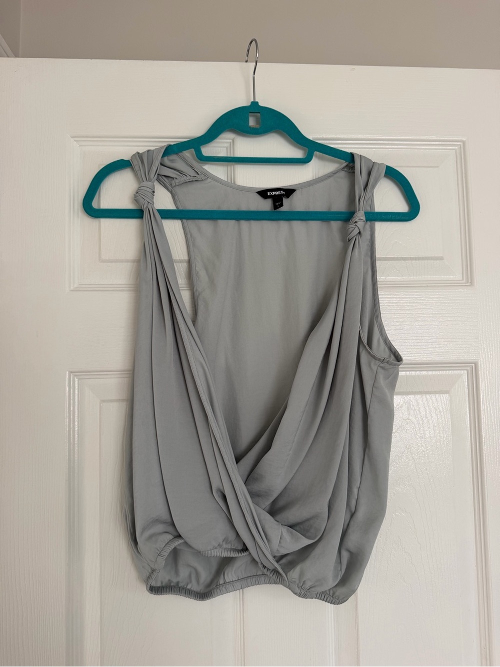 Express Light Gray Draped Knot-Shoulder Camisole